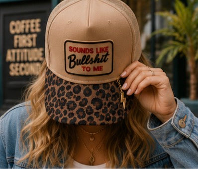 Sounds Like Bullshit To Me Leopard Brim Hat