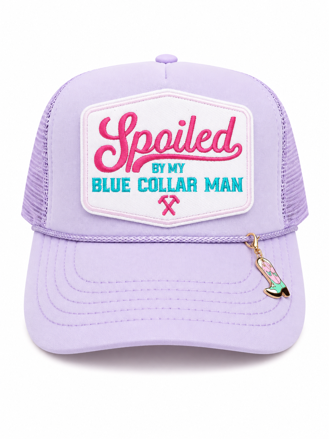 Spoiled by My Blue Collar Man Trucker Hat