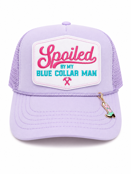 Spoiled by My Blue Collar Man Trucker Hat